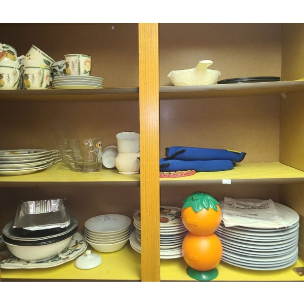 Contents of Multiple Cupboards: Extra Dinnerware, Punch Bowl, Cutlery and More!