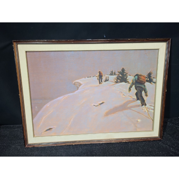 Untitled: Hikers, Artist: Linda O'Neill, Oil on Canvas Framed 29 X 21