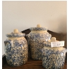 Image 1 : Trio of Robinson Ransbottom Vintage Ceramic Canisters.  Smallest 1 Quart 6 1/2 h