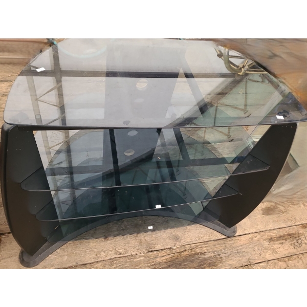 Black MDF TV Stand w/ Glass Shelves 44 W, 20 D, 32 T