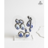 Image 2 :  Collection Of Vintage Dutch Delft Porcelain Costume Jewelry , Necklace, Bracelet, Earrings, Ring