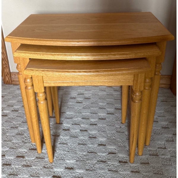 Lovely Set of 3 Wooden Nesting Tables - 22W, 20T 