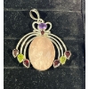 Image 1 : Pink and Multicoloured Stone Pendant