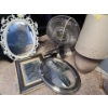 Image 1 : Decor: Mirrors: Oval Silver 17 X 24, Rectangle 17 X 19, Also: Lamp 30 T To Top of Shade, Sears Fan