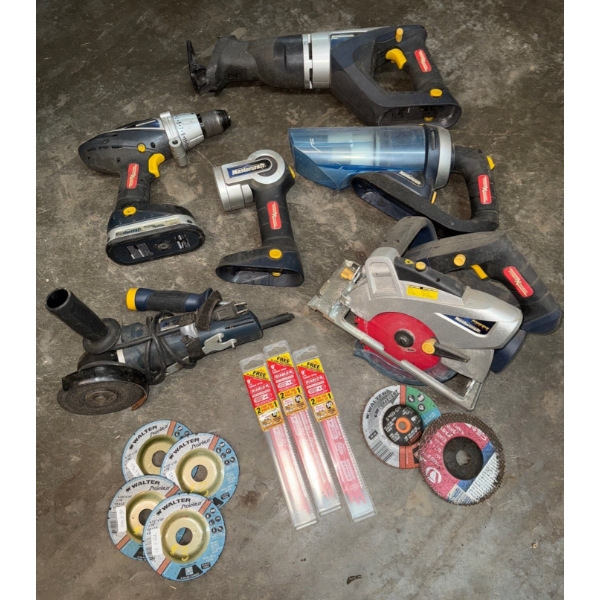 Mastercraft Power Tool Bundle- Drill, Saws, Vacuum & Blades  Great Bargain