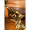 Image 1 : Mid Century Modern Nautical Themed Solid Brass Pair Of Leaping Dolphins Statue  12'tall