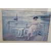 Image 2 : Print of Woman Sitting Lakeside, Artist: Paul Fischer, Framed Under Glass 38 X 29.5