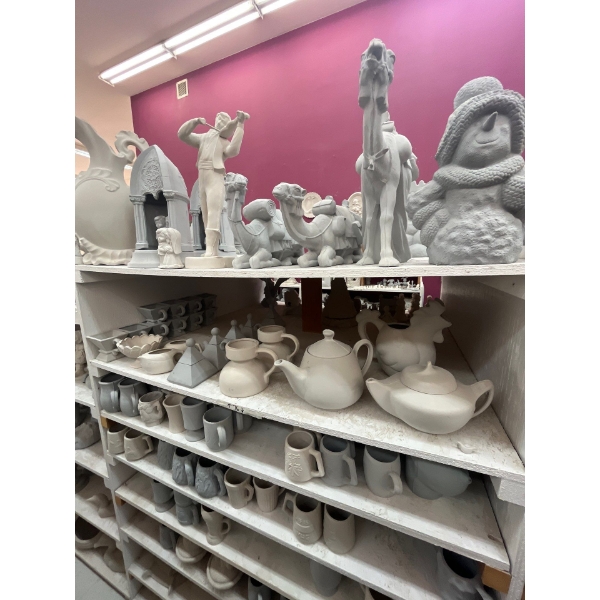  ceramic greenware all contents on shelf