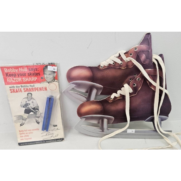 Bobby Hull Skate Sharpener and Cardboard Skate Display