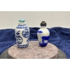 Image 2 : Pair of Hand Painted Blue & White Snuff Bottles with Spoons 2.25H