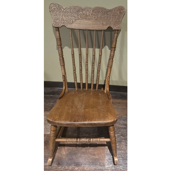 Antique Oak Pressed Back Rocking Chair (Child Size) 26"Tall