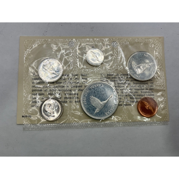 1967 Uncirculated Canadian 6 Coin Set 80% Silver 43.1g