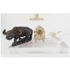 Image 1 : 3 Decorative Items: Buffalo Figurine, Cogsworth Clock, and White Bird Sculpture