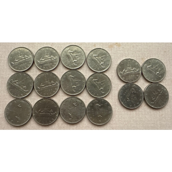 1968-1969 Canadian Voyageur Dollar Coins 