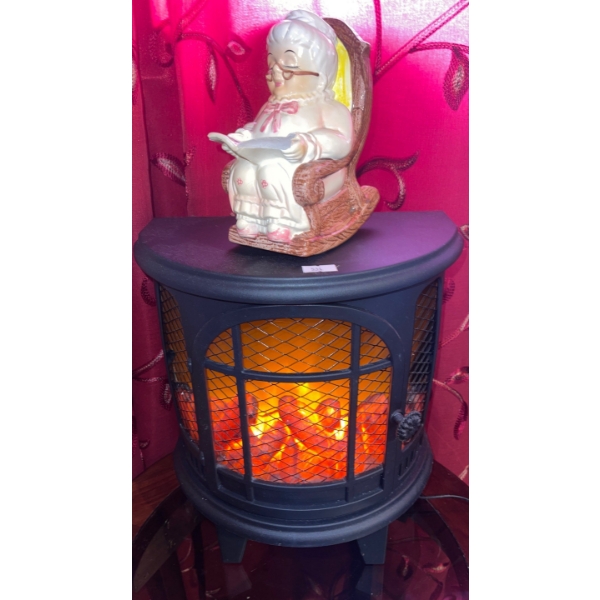 Miniature Decorative Heater w/ Rocking Gramma Coin Bank 18T