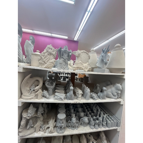  ceramic greenware all contents on shelf