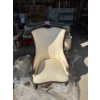 Image 1 : White Fabric with Wood Accents-Arm Chair