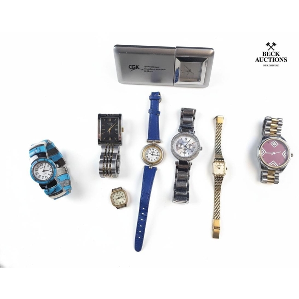 Collection Of Assorted Wristwatches And A Desk Clock , GUCCI REPLICA WATCH.