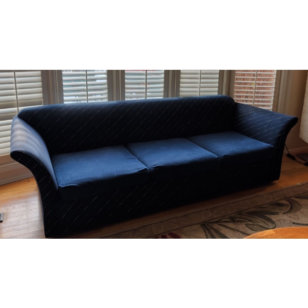 Pique Pattern Navy Blue 3 Seat Sofa - 77'Long