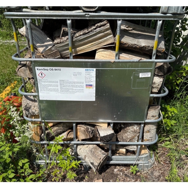 Single Large IBC Metal Tote Cage; 39inx47in, 45In Tall w/ Contents (Firewood) 