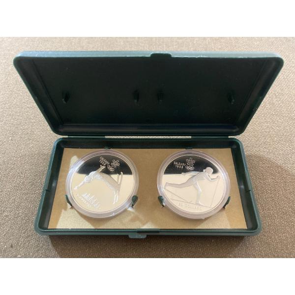 1988 Calgary Olympic Winter Games $20 Silver Coins (Set of Two) in Original Case