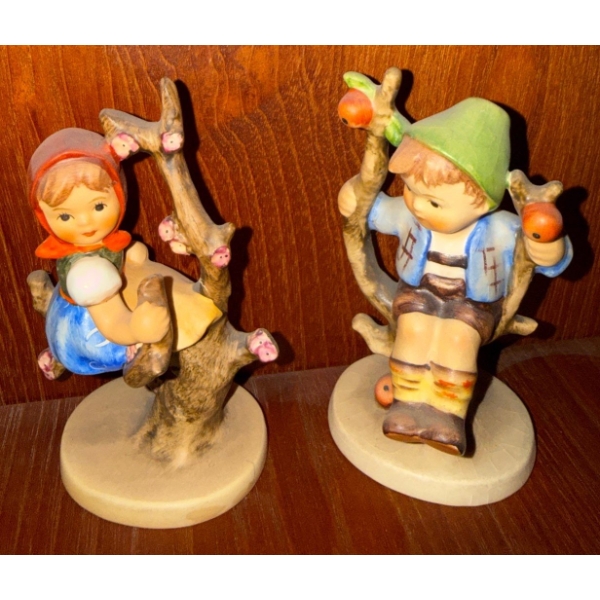 Vintage Porcelain Goebel Hummel Figurines- "Apple Tree Girl & Apple Tree Boy"