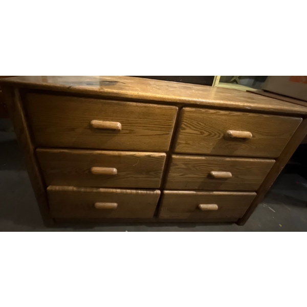 Wooden Dresser - (48W, 20D, 31T) w/ Tall Dresser (Some Damage, 35W, 17D, 52T)