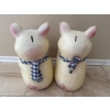 Image 3 : Two Hand-Painted Piggy Bank Figurines with Gingham Scarves