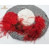 Image 2 : Hand Made Striped Textile Headpiece with Red Feather Detail