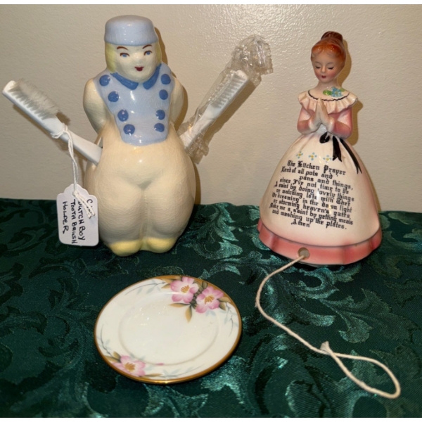 Noritake Mini Plate, Kitchen String Holder, & Dutch Boy Tooth Brush Holder