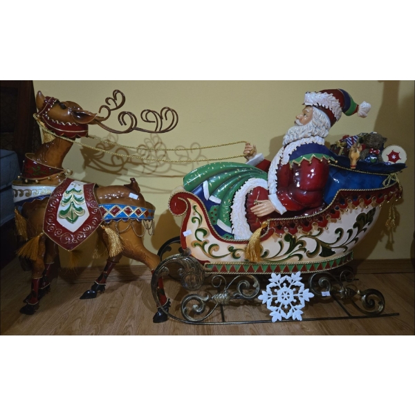 Metal Santa on Sleigh w/ Rudolph - 24T 