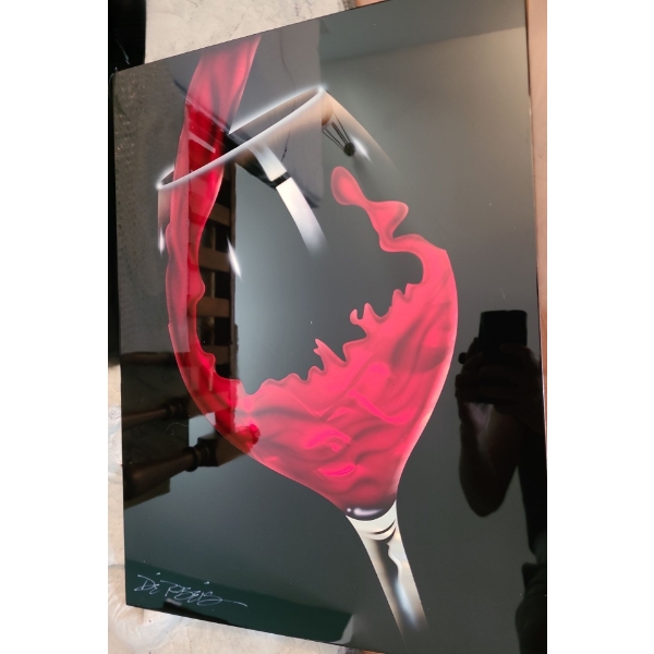 Red Pour by Chris De Rubeis Abstract Sensualism Mixed Media on Metal 17 1/2 w 24 h