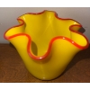 Image 5 : Wooden Bowl & Vase  Mid century Style Yellow Blown Glass Hasnd made Vase  Nadel Valencia- Espana Fig