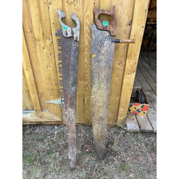 A Set Of Large Hand Saws 53" Long 