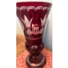 Image 2 : Luxury Egermann Czech Republic Large 12" Ruby Red Cut Glass Vase w/ J Yardleypres Print (8x10) 
