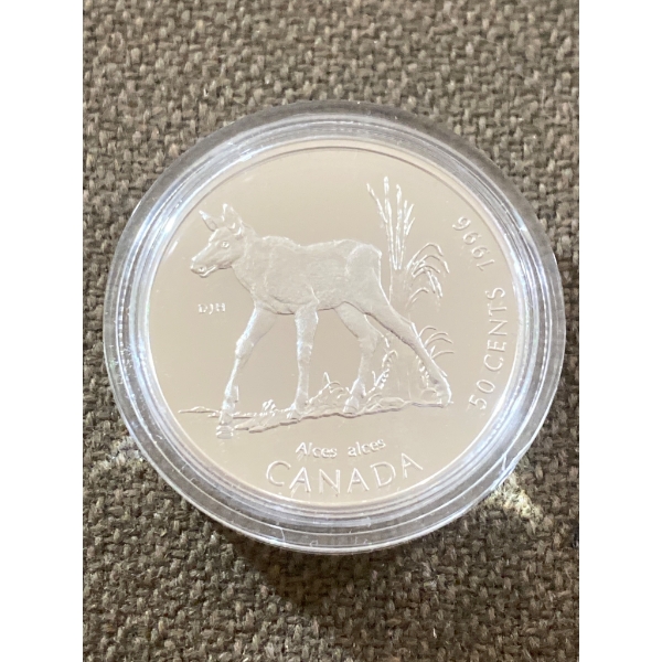 1969 Canada 50-Cent Silver Proof Coin Featuring Alces alces (Moose Calf)