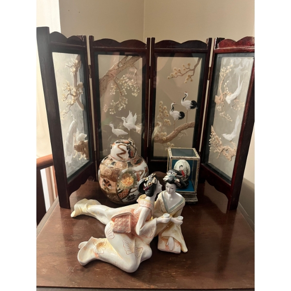 Collection of unique asian collectables and a original hand painted duck egg