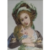 Image 2 : Needlecraft of Woman and Child, Framed Under Glass 20 x 25.5