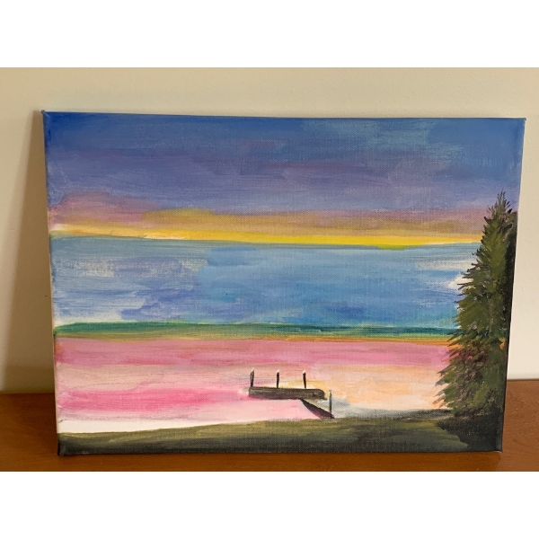Lauri Ansell Lonely Dock Canvass Board  12 x 16