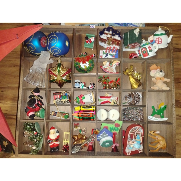 Assorted Festive Ornaments & Tree Trinkets w/ Holiday Book Collection