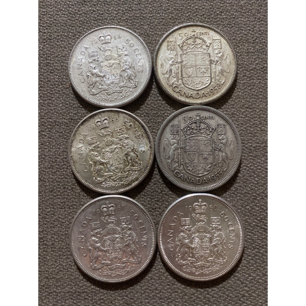 Canadian 50-cent Pieces 11.66 g Silver (.800)