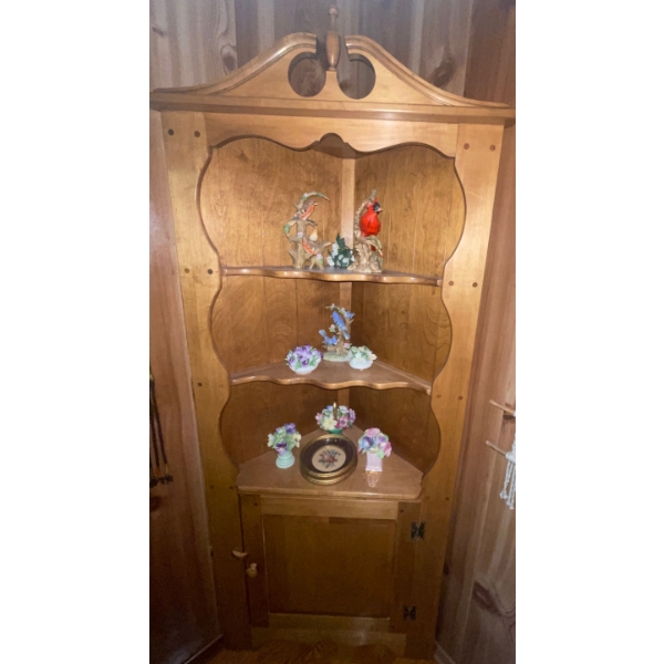 Very Old Rare Solid Wood Corner Shelf & Storage Oak Furniture Stand