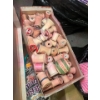 Image 4 : bags, full of thread, yarn, vintage old spindles, tons of them, small radio parts, VHS cassettes and