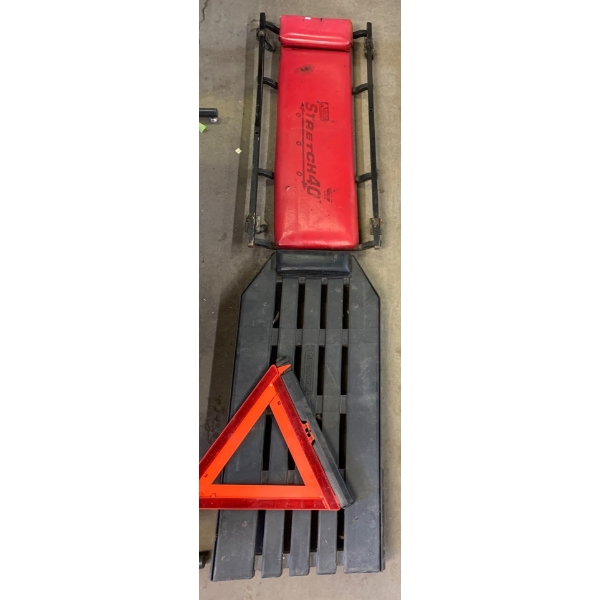 Pair of Mechanic Sliding Benches w/ Road Sign 