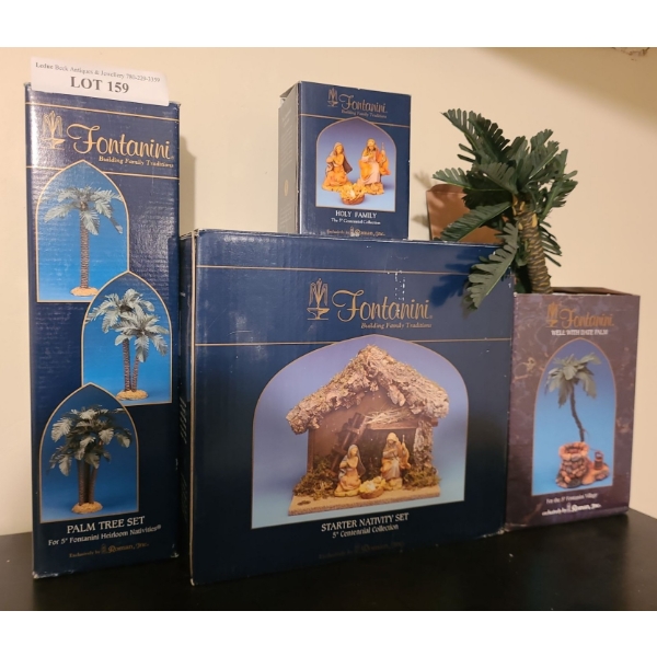 Fontanini Nativity Decor: Holy Family, Starter Nativity Set, Palm Tree Set & Well w Date Palm