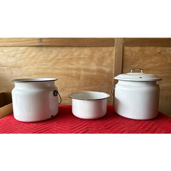 White Enamel Meal Cooking Pots 