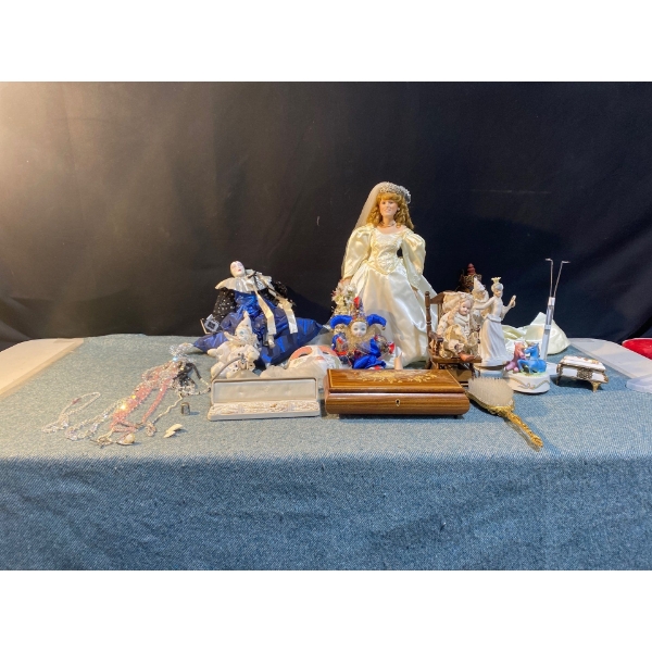 Porcelain Dolls, Marionette, & Jewellery