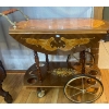 Image 1 : Mid Century Modern Liquor Cart Brass Wood Inlays MINT Exceptional 20L x 18W x 30T