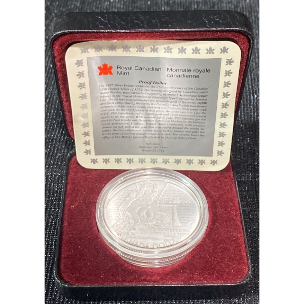 1997 Canada/Russia Hockey Series Proof Sterling Silver Dollar