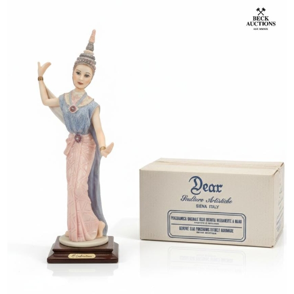 Vintage Porcelain Figurine Of A Thai Ballerina ,  M. Salvestrini / Dear 12''INCHES IN HEIGHT